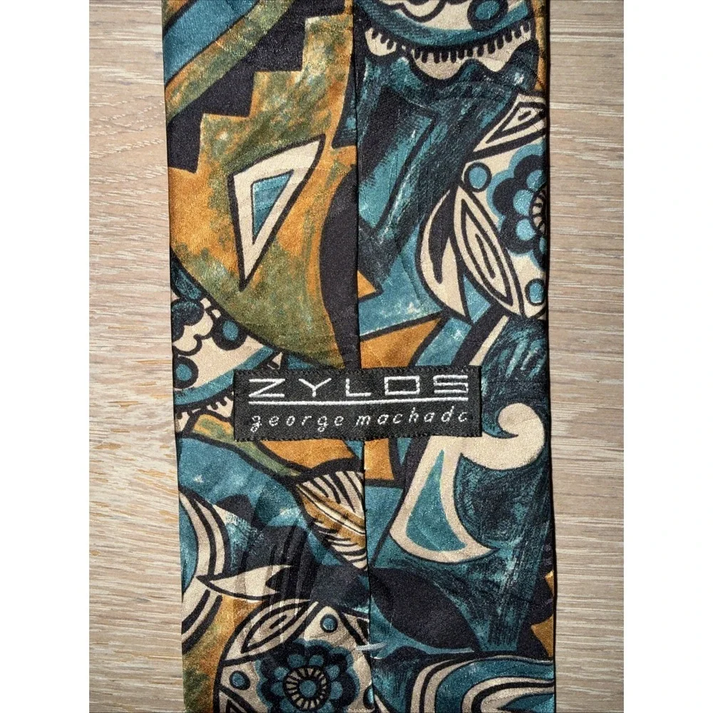 Zylos George Machado Abstract Pattern Silk Blend Necktie Men's Fashion Accessory